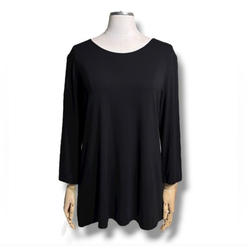 J. JILL STRETCH Black Scoop Neck 3/4 Sleeve Tunic Top - Picture 7 of 9